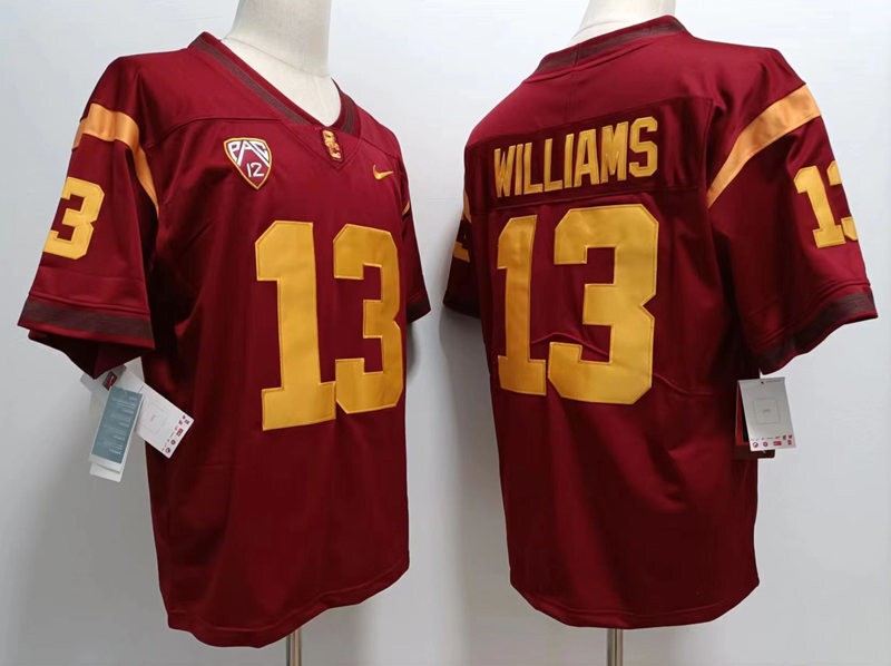 2 Color Caleb Williams #13 USC Trojans Jersey 13# All Stitched
