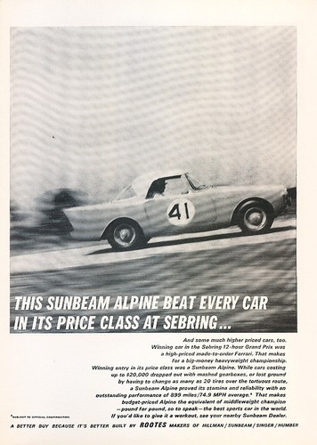 1962 Sunbeam Alpine Race Sebring - Classic Vintage Advertisement Ad A73-B