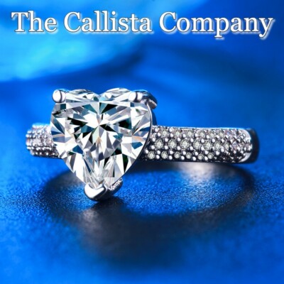 CALLISTA CO | LAB-CREATED D2.0CT HEART CUT CLEAR 3A+ CZ S925 SILVER RG SZ 5-9  