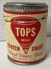 Old TOPS Mild Scotch Snuff  1.15 oz HELME SNUFF CARRY Tin CAN EMPTY Advertising