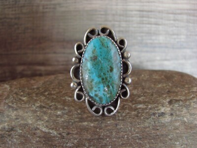 Navajo Sterling Silver Turquoise Adjustable Ring Size 8 to 11 Albert Cleveland