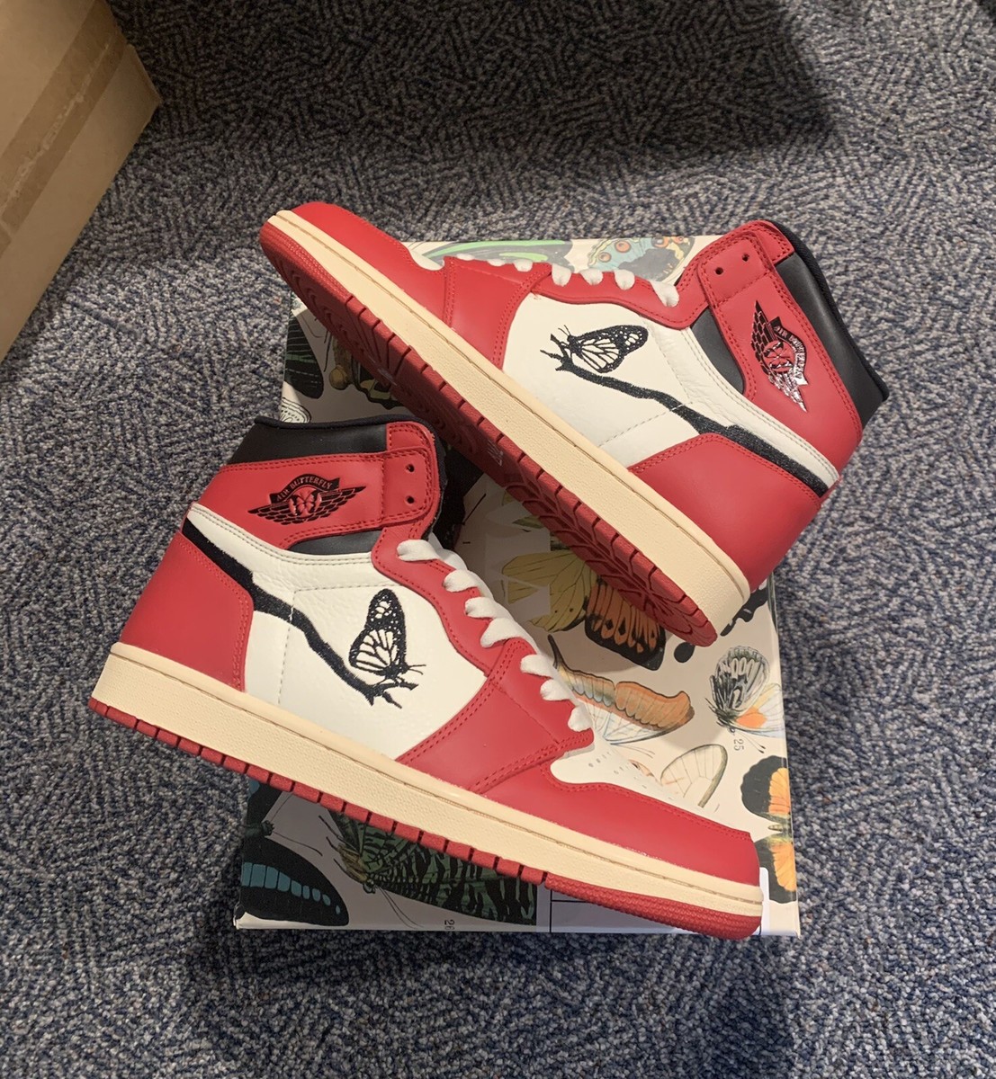 Jordan 1 Chicago AMAC Custom Butterfly High Chicago Size 9.5 READY 