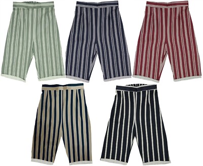 Damen-Shorts hoher Bund Streifen zum Überziehen einfach vorne hinten elastischer Bund