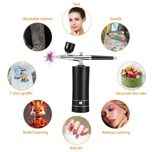 Portable Airbrush Kit Air Brush Compressor Cordless Spray Paint USB charge New - Picture 7 of 11