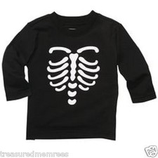 Oshkosh B'gosh Glow In The Dark Skeleton Graphic Shirt Size 6 Months NWT