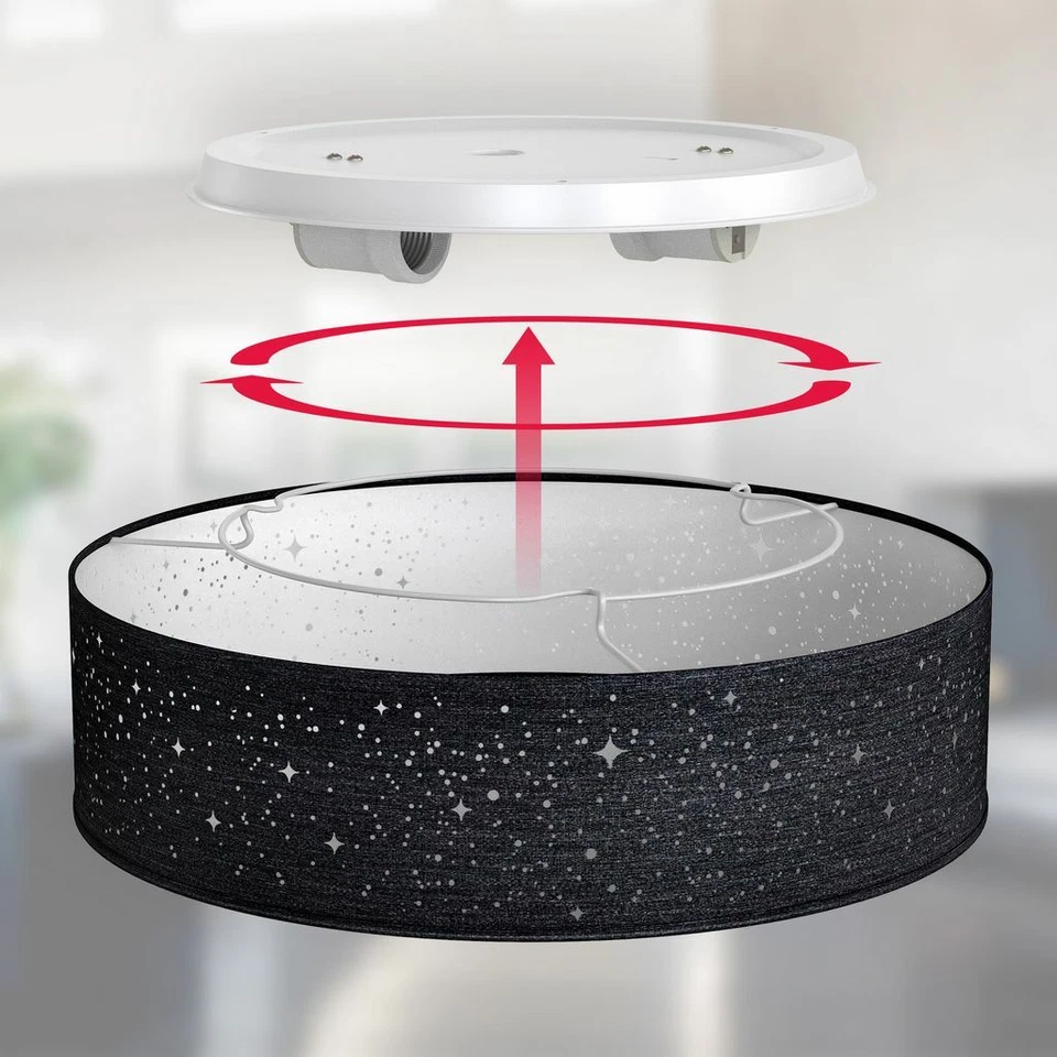 Plafonnier tissu noir avec décor étoile éclairage plafond chambre salon E27 38cm - Photo 2/4