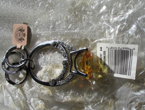 Juicy Couture Key Ring Fob Purse Charm BIG Engagement Ring Square Stone New - Picture 9 of 9
