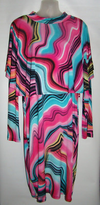 Sexy Diva Multicolor Long Sleeve Dress with Overlay sz.3X New