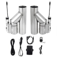 Pair 3inch Electric Exhaust Downpipe Y-pipe Valve One Remote Controller Kit