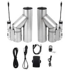 Pair 3inch Electric Exhaust Downpipe Y-Pipe Valve & One Remote Controller Kit