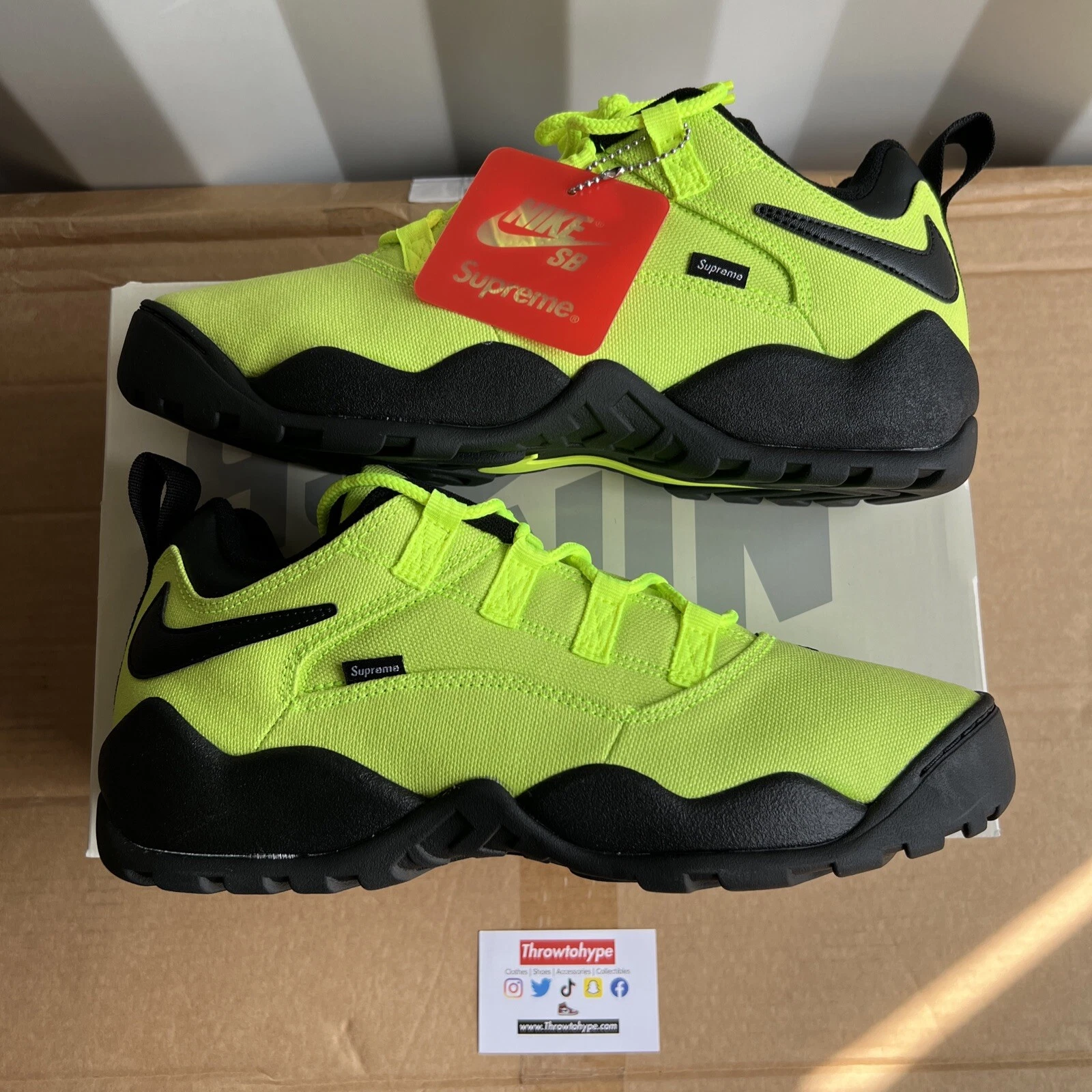 Supreme X Nike SB Darwin vert basse volt homme taille 11 Royaume Uni flambant neuf avec boîte