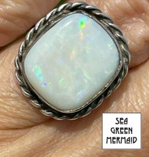 Australian Pinfire Opal Ring in 925. Large 15ct VIDEO