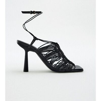 ZARA woven leather high heel sandals