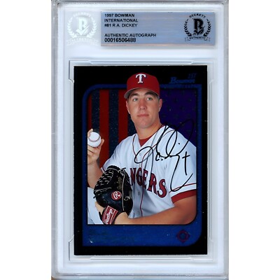 R.A. Dickey Signed 1997 Bowman International #81 Beckett BAS Rangers Auto
