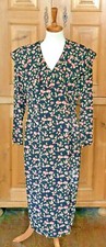 Donna Ricco Long (Maxi/Tea Length) Black Floral Wrap Dress Lined Size 12 EUC!