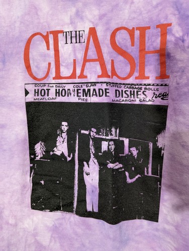 Vtg The Clash "Hot Homemade Dishes" Purple Tie Dye T-Shirt Size Medium - Picture 2 of 4