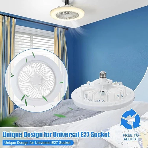 E27 Socket Light With Remote, Ceiling Fan Adjustable Smart LED Fan 3 Windshields - Picture 4 of 14