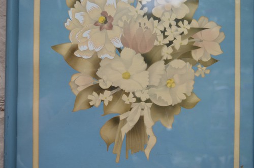 Vintage ORIGINAL 1941 Signed BERMAN Airbrush Watercolor Painting BLUE BEIGE - Picture 2 of 7