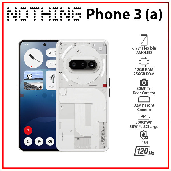 Nothing Phone 3(a) 5G WHITE 12GB+256GB Dual SIM Unlocked Android