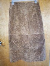 High Sierra 100 Leather Brown Maxi Skirt Vintage Western Back Slit Size 12