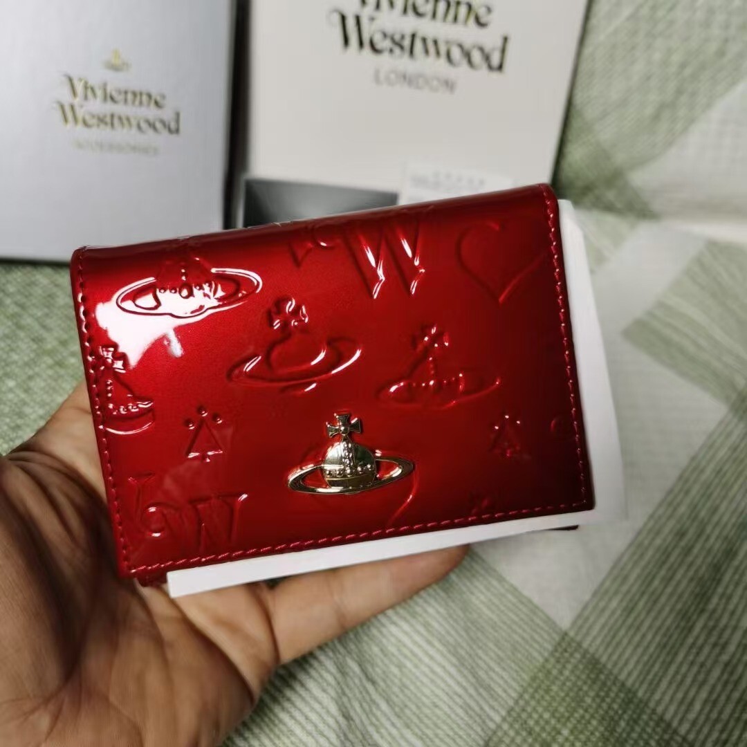 Vivienne Westwood Clasp Trifold Wallet Enamel Fabric Orb