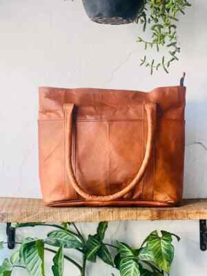 14X14 Inch Large Real Goat Leather Shoulder Bag Tote Shopping
