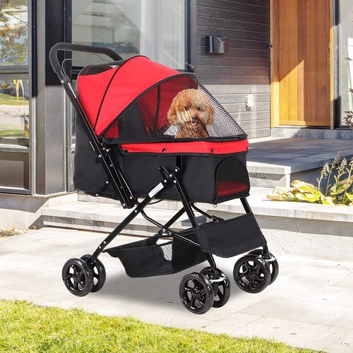 LUCKYERMORE 4Wheel Folding Dog Stroller Cart Jogging Cat Dog Cage