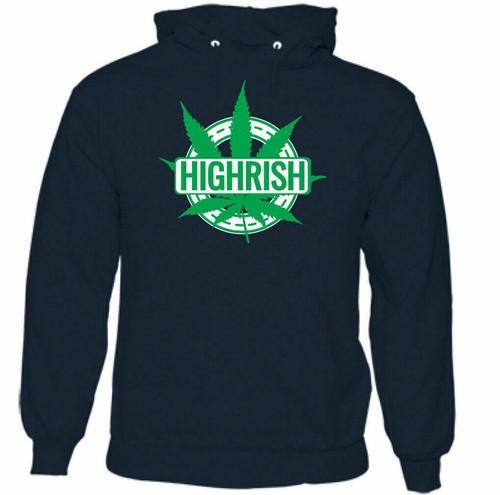 HIGHRISH Mens Funny St Patrick's Day Hoodie Irish Ire Ireland Weed Spliff Drugs - Picture 16 of 18