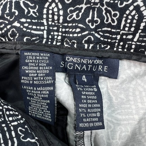 Jones New York Signature Cropped Pants Womens Size 4 Black White Pockets Stretch - Picture 3 of 7
