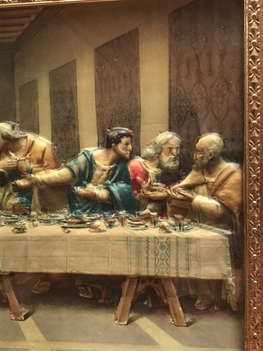 Last Supper 8” x 15” Metal Framed Molded Plastic 3D Relief Picture