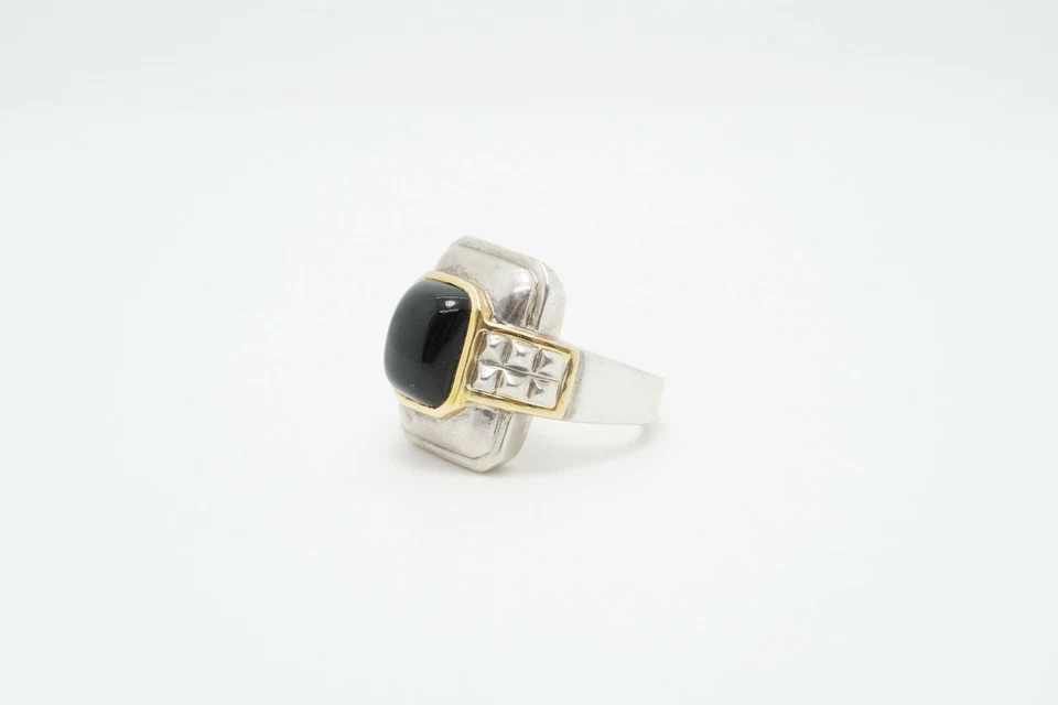 Anillo de ónix de oro de 18 quilates de plata de ley OTC, talla 7 Foto 2 de 4