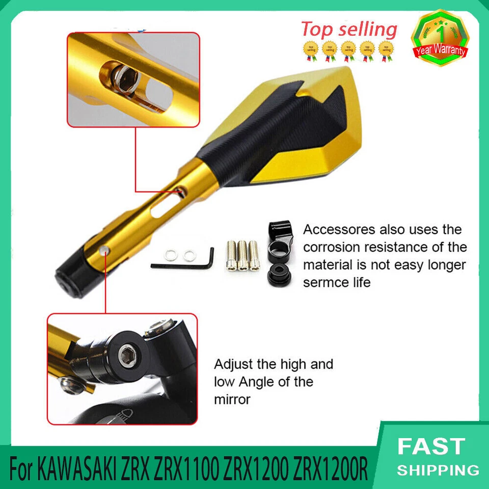 For KAWASAKI ZRX ZRX1100 ZRX1200 ZRX1200R motorcycle Universal Rearview Mirror - Image 2 of 3