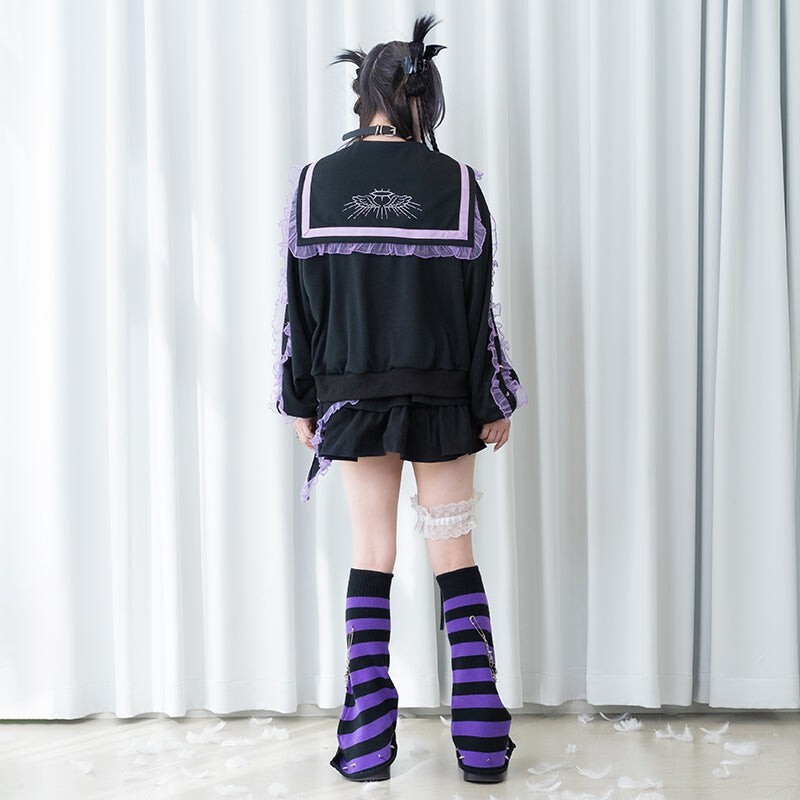 NEW ACDC RAG Baby Punk Devil Punk Sailor Zip Up Jacket