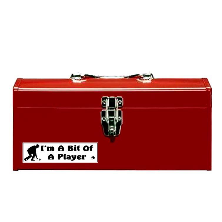 funny lawn bowls car bumper sticker I'm a bit of a player 200 mm