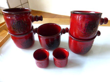 Traumfeuer Feuerzangenbowle 5 Becher Keramik rot vintage 70er Jahre