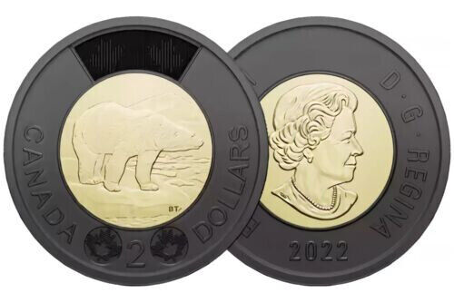 2022 Canada Honouring Queen Two Dollar Toonie UNC $2 Black Ring Coin UNC BU