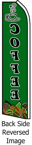 COFFEE FLUTTER FLAG Tall Curved Top Advertising Sign Feather Swooper Banner - Picture 3 of 5