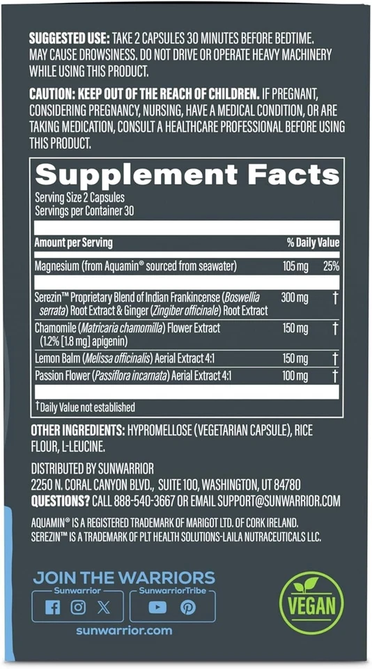 Sunwarrior Active Sleep & Restore 60ct (30 SRV) Foto 2 de 4
