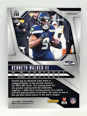 2024 Panini Prizm Red White Blue # Kenneth Walker III- Seattle