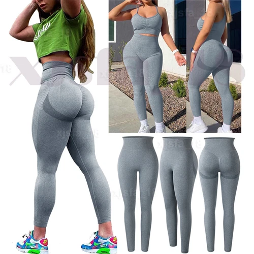 Women Anti Cellulite Yoga Pants High Waist PUSH UP Leggings Workout Trousers Gym - Picture 18 of 23