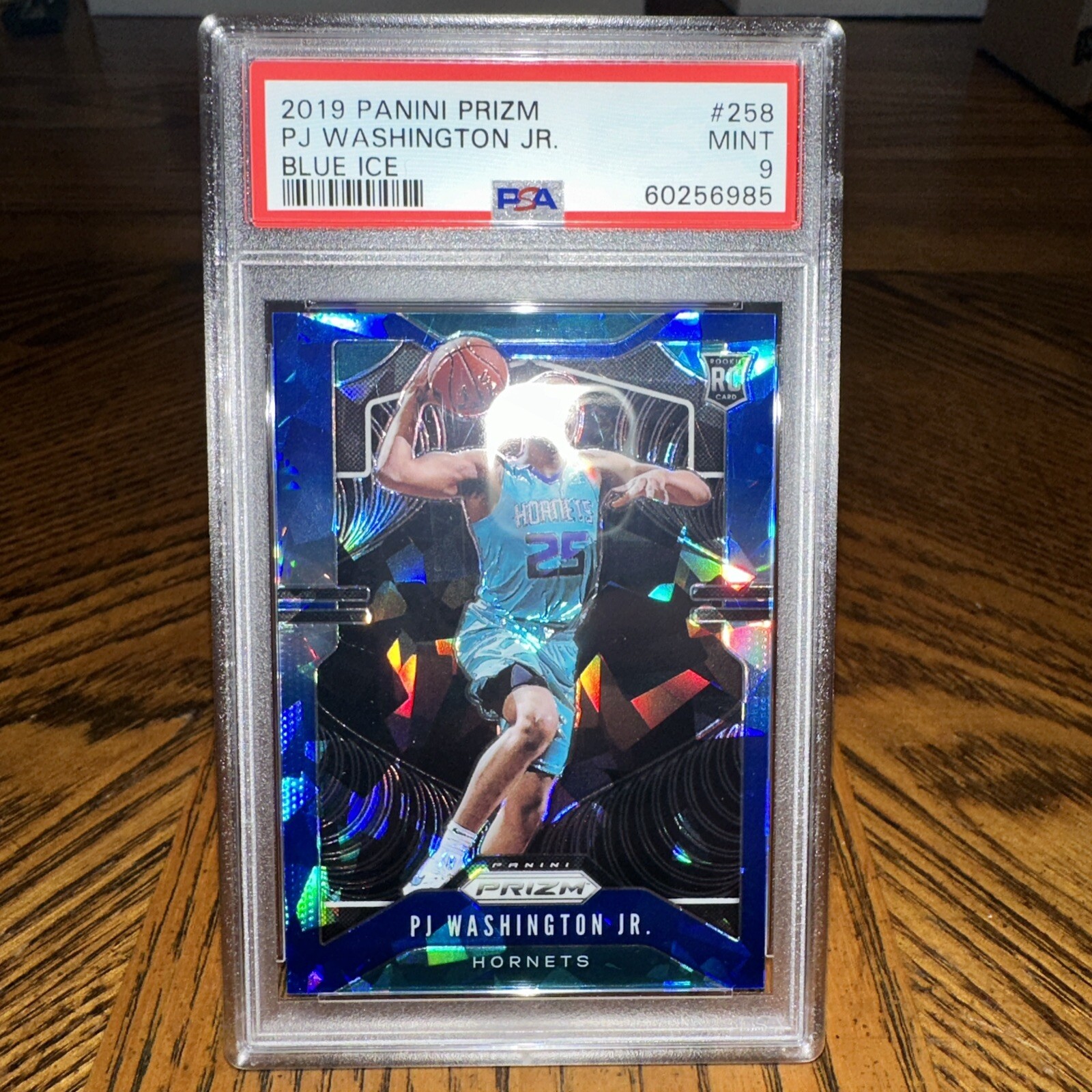 PJ WASHINGTON 2019 Panini Prizm BLUE ICE PRIZM RC #49/99 DALLAS MAVERICKS PSA 9