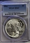 1924 US Peace Silver Dollar $1 PCGS MS63