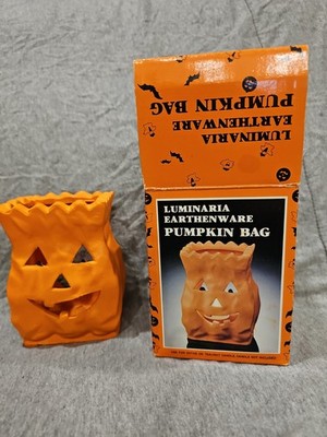 Luminara Earthenware Pumpkin Bag Candle Tealight KMart RARE!   Halloween 