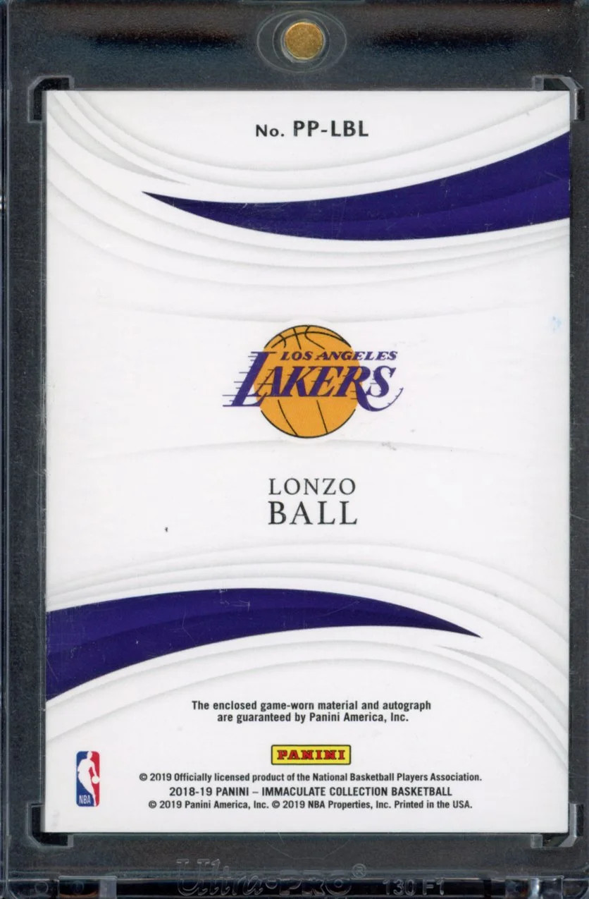 2018-19 Panini Immaculate Collection Lonzo Ball Game-Used Patch Auto /10 #PP-LBL view 2