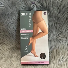 Silk Impressions Sheer Light Support Womens Size XXL Coffee Bean High Waisted
