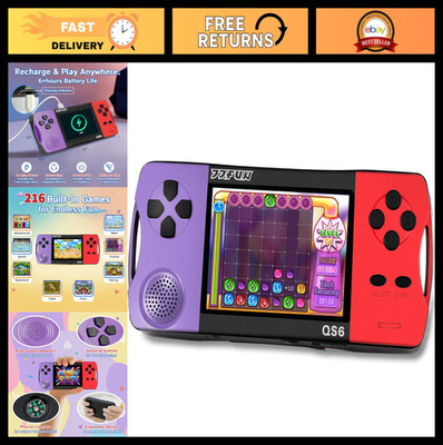16 Bit Handheld Game Console for Kids - 3.2'' IPS Screen, 216 Retro Games, Portab