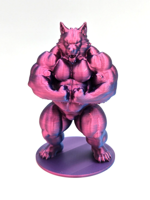 #ad 3D Printed Muscular Werewolf Figurine Wolf Statue Desk Decor Galaxy Purple $19.99