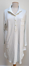 Carole Hochman Nightshirt Medium 100 Cotton Striped Long Sleeve Henley
