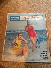 1960s Mod Two-Piece Women's Bathing Suit Red  Yellow