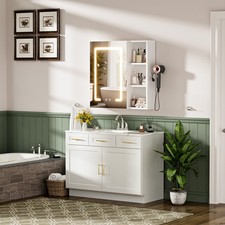 2025 LED Light Adjustable Shelf and Wall Mounted Bathroom Mirror Storage Cabinet